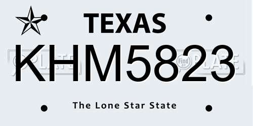 KHM5823 Texas License Plate