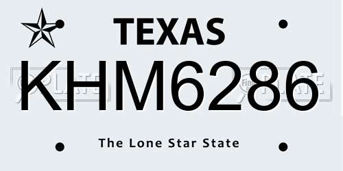 KHM6286 Texas License Plate