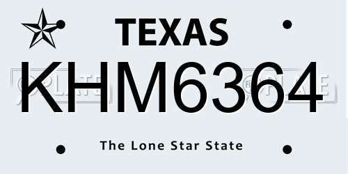 KHM6364 Texas License Plate