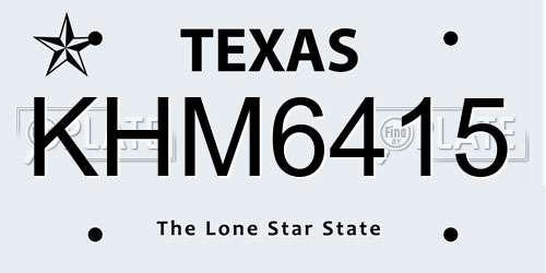 KHM6415 Texas License Plate
