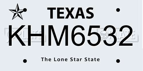 KHM6532 Texas License Plate