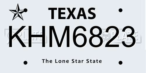 KHM6823 Texas License Plate