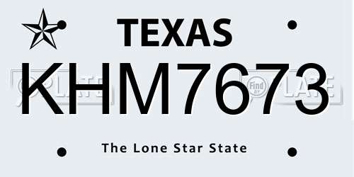 KHM7673 Texas License Plate