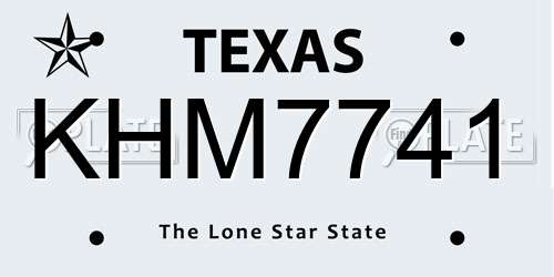 KHM7741 Texas License Plate