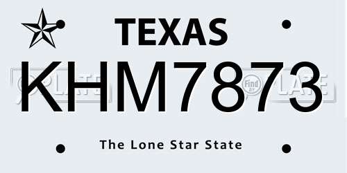 KHM7873 Texas License Plate
