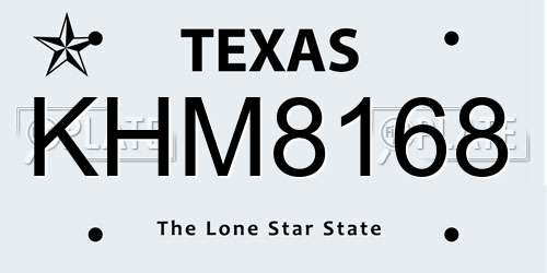 KHM8168 Texas License Plate