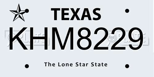 KHM8229 Texas License Plate