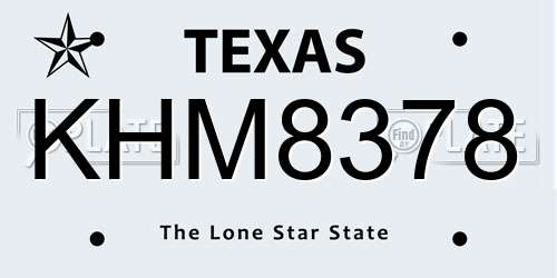 KHM8378 Texas License Plate