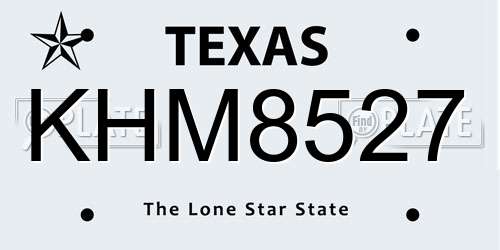 KHM8527 Texas License Plate