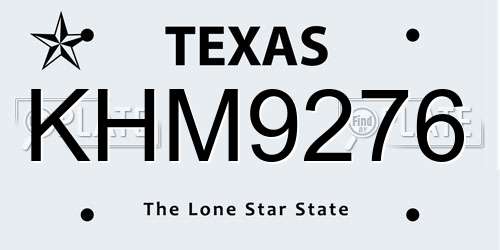 KHM9276 Texas License Plate