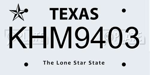 KHM9403 Texas License Plate
