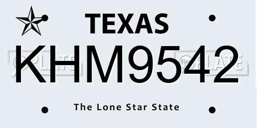 KHM9542 Texas License Plate