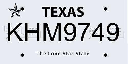 KHM9749 Texas License Plate