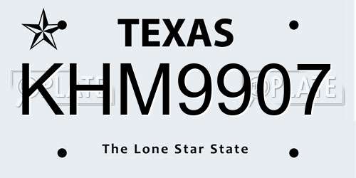 KHM9907 Texas License Plate
