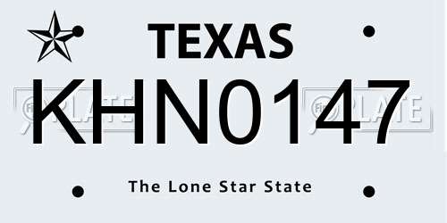 KHN0147 Texas License Plate