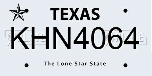 KHN4064 Texas License Plate