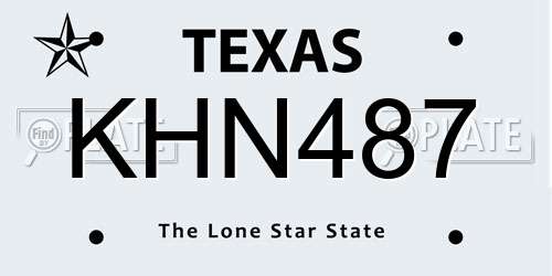 KHN487 Texas License Plate
