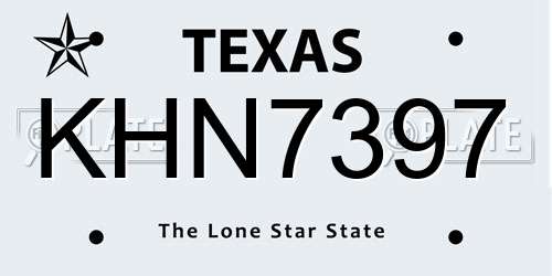 KHN7397 Texas License Plate