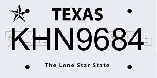 KHN9684 Texas License Plate