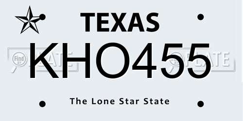 KHO455 Texas License Plate