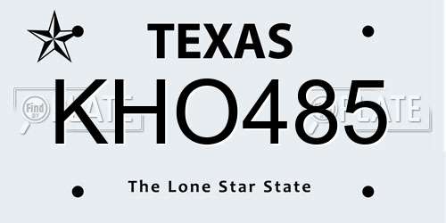 KHO485 Texas License Plate