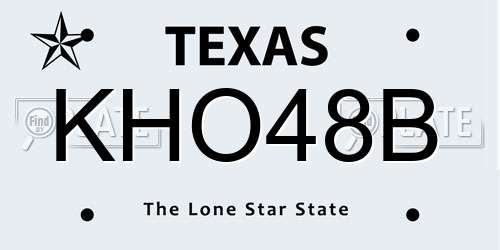 KHO48B Texas License Plate