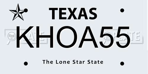 KHOA55 Texas License Plate