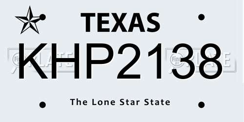 KHP2138 Texas License Plate
