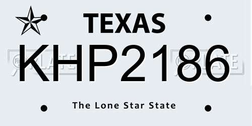 KHP2186 Texas License Plate