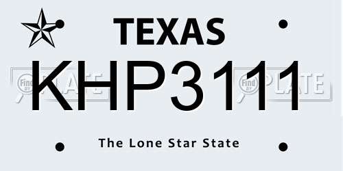 KHP3111 Texas License Plate
