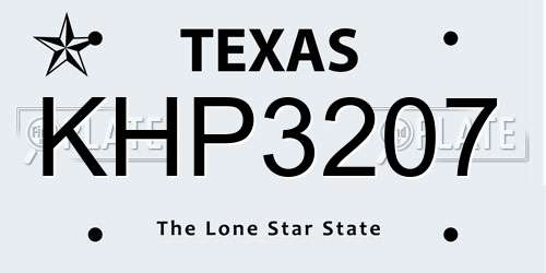 KHP3207 Texas License Plate