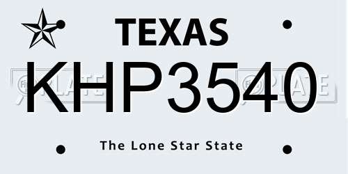 KHP3540 Texas License Plate