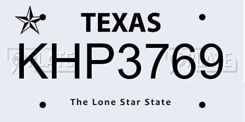 KHP3769 Texas License Plate
