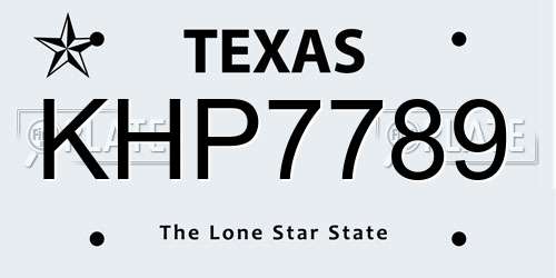 KHP7789 Texas License Plate
