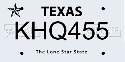 KHQ455 Texas License Plate