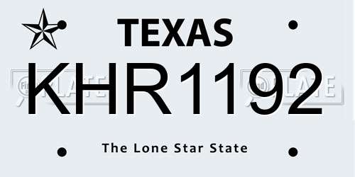 KHR1192 Texas License Plate