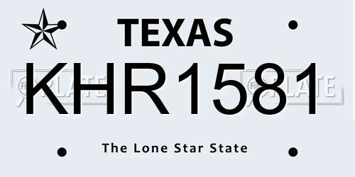 KHR1581 Texas License Plate