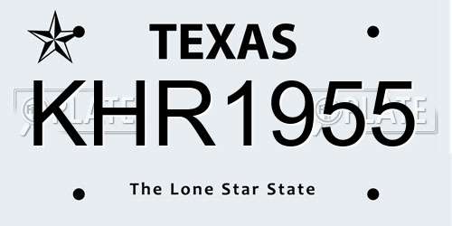 KHR1955 Texas License Plate