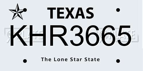 KHR3665 Texas License Plate