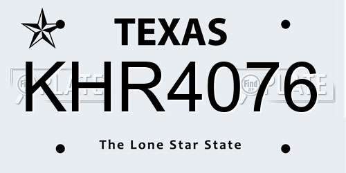 KHR4076 Texas License Plate
