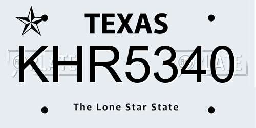 KHR5340 Texas License Plate