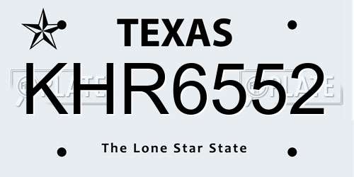 KHR6552 Texas License Plate