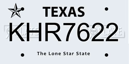 KHR7622 Texas License Plate