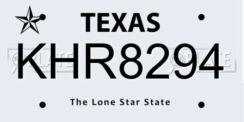 KHR8294 Texas License Plate
