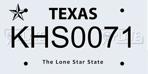 KHS0071 Texas License Plate