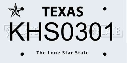 KHS0301 Texas License Plate