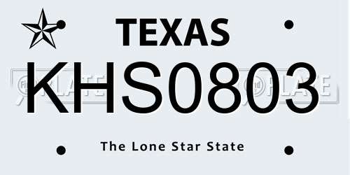 KHS0803 Texas License Plate