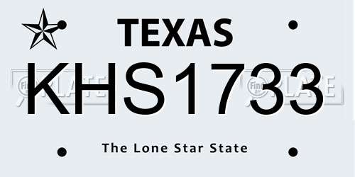 KHS1733 Texas License Plate