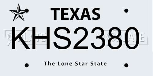 KHS2380 Texas License Plate