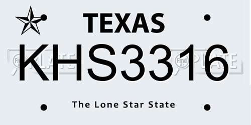 KHS3316 Texas License Plate